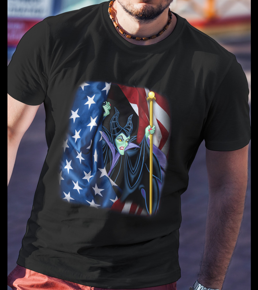 Maleficent Holding Scepter With American Flag Fourth Of July T-Shirt