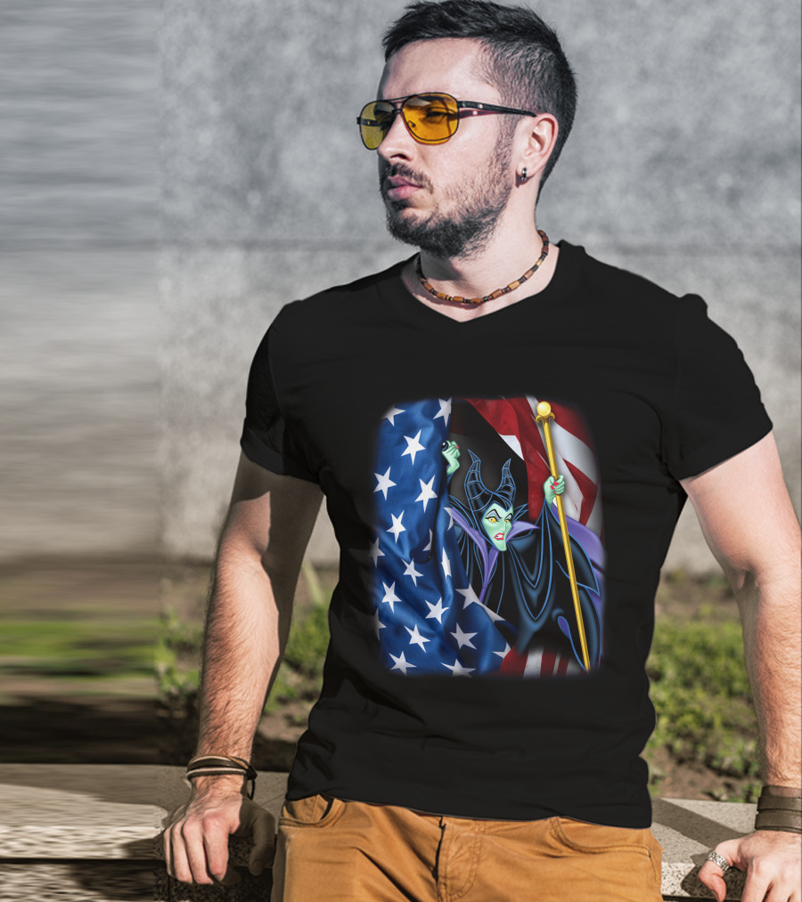 Maleficent Holding Scepter With American Flag Fourth Of July T-Shirt