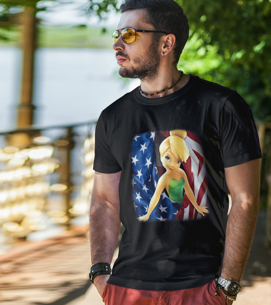 Tinkerbell American Flag Fourth Of July T-Shirt