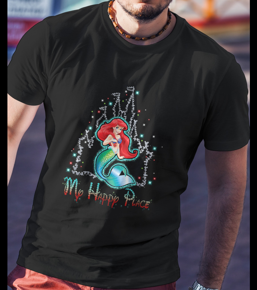 Ariel My Happy Place Disney Princess Castle Sparkle T-Shirt