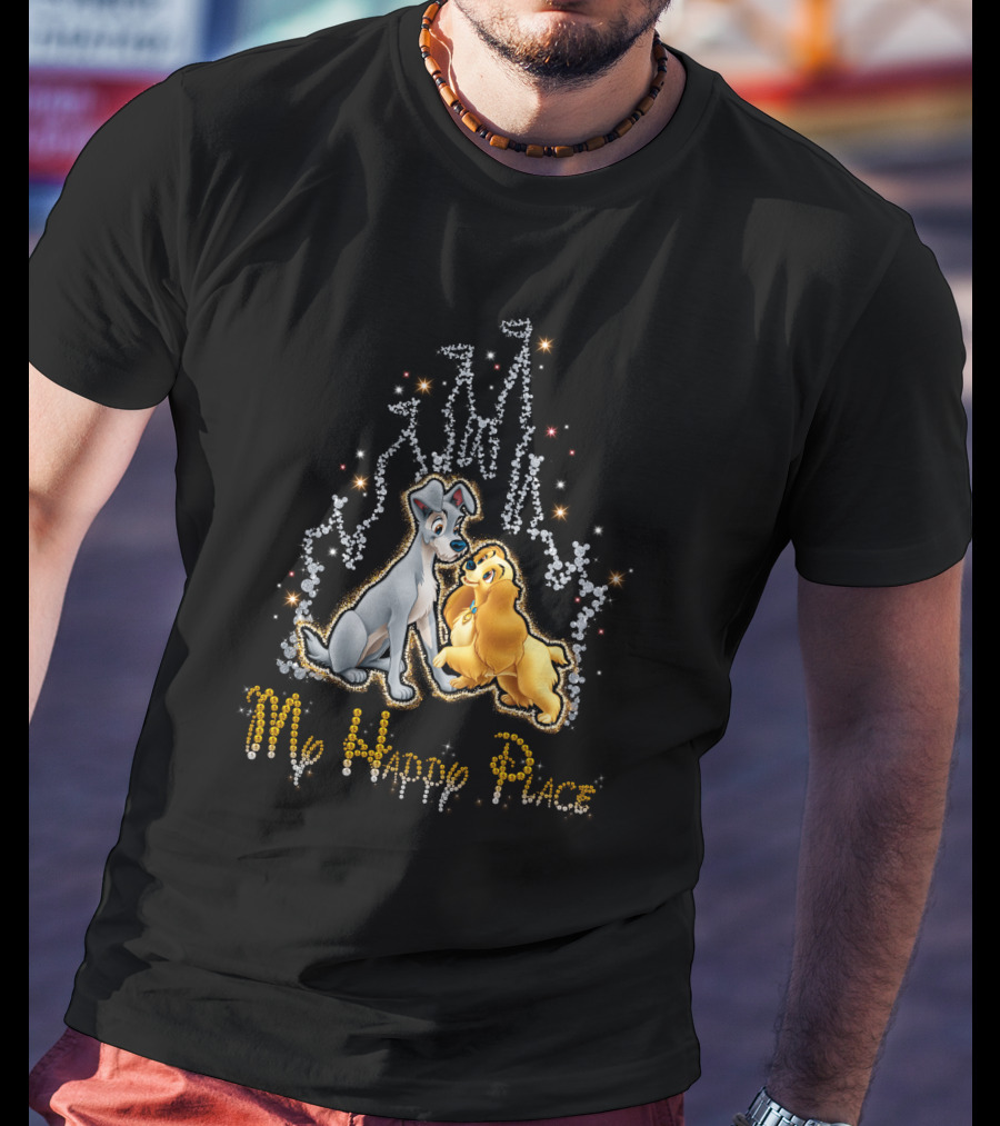 Lady And The Tramp My Happy Place Disney Castle Sparkle T-Shirt