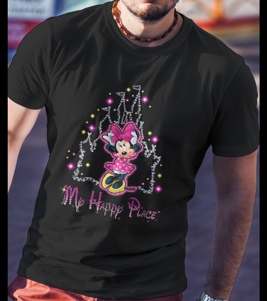 Minnie My Happy Place Pink Polka Dot Dress Castle Sparkle T-Shirt