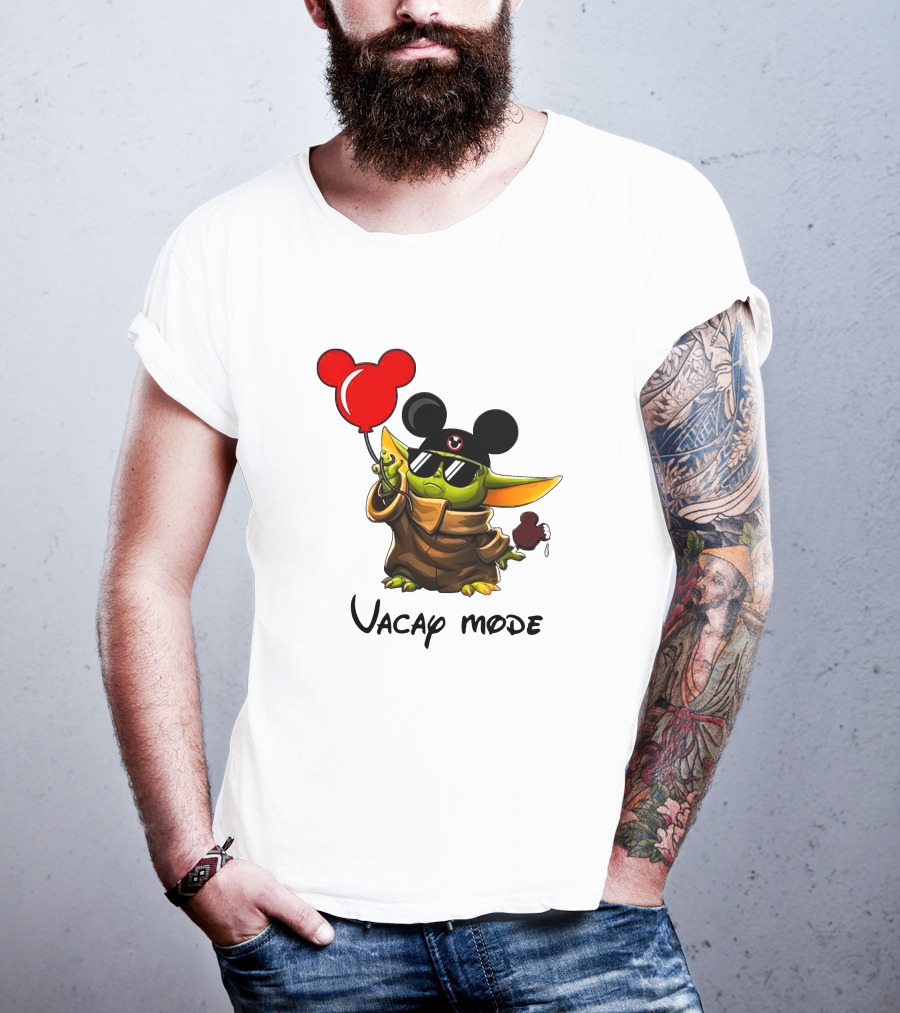 Mickey Ears Baby Yoda Vacay Mode Fun Balloon T-Shirt