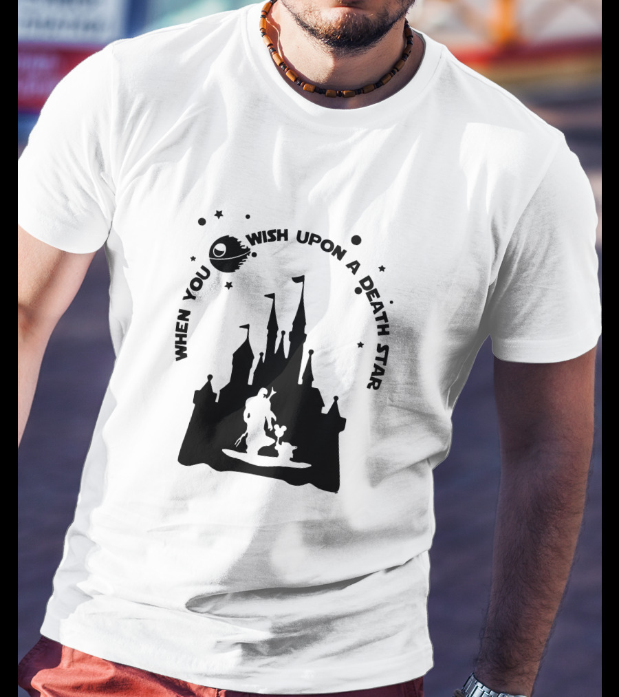 When You Wish Upon A Death Star Disney Castle Baby Yoda T-Shirt