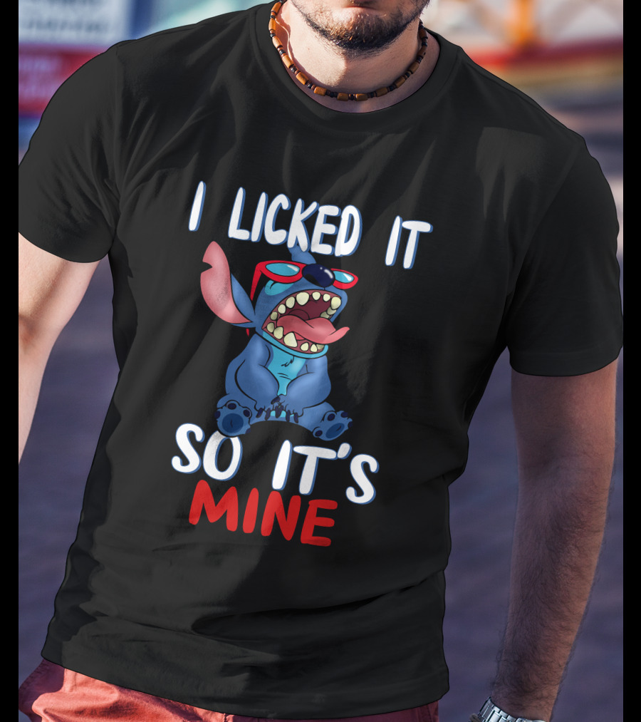 I Licked It So It's Mine Stitch Red Sunglasses T-Shirt