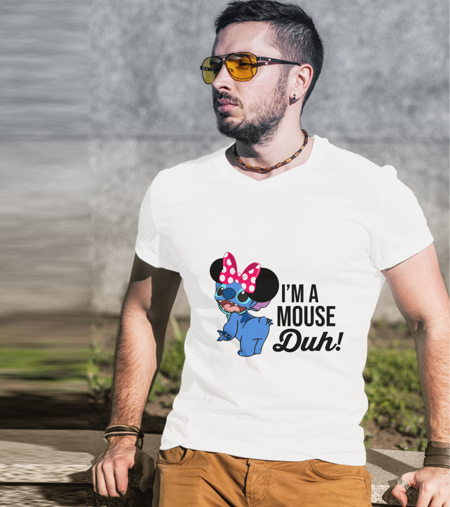 I'm A Mouse Duh Stitch Wearing Minnie Mouse Ears T-Shirt