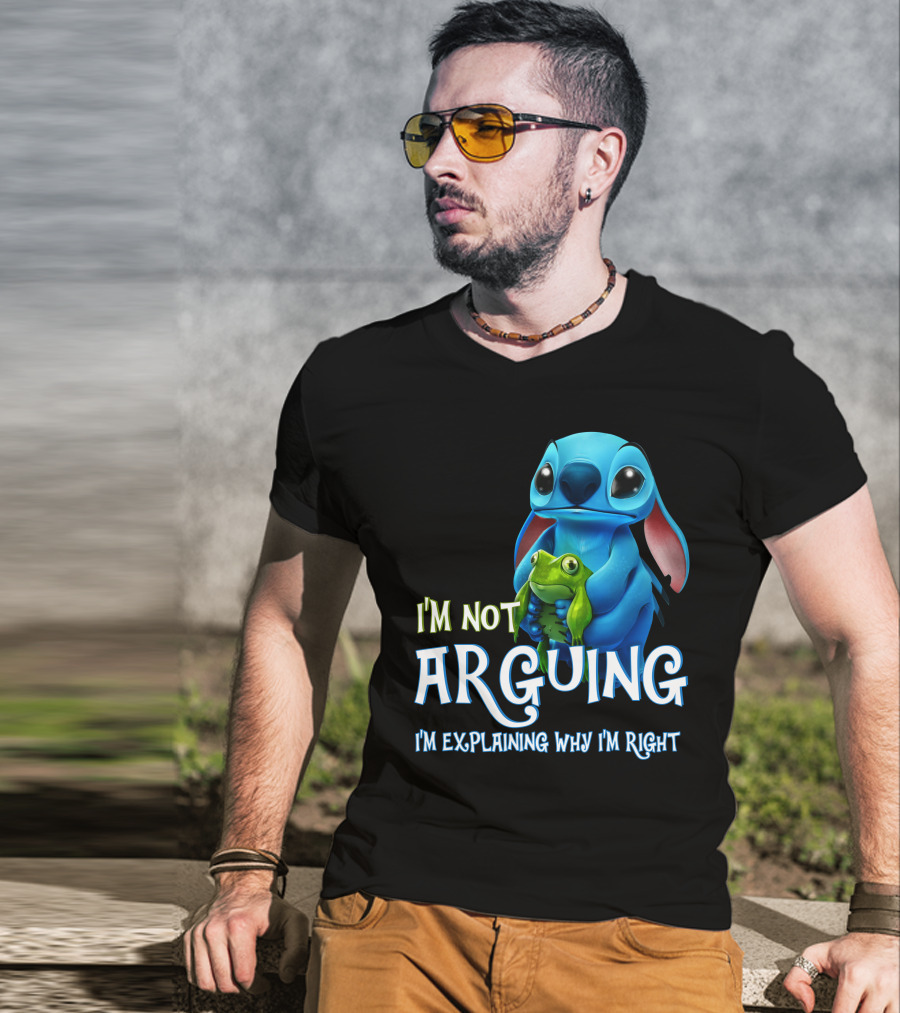 I'm Not Arguing I'm Explaining Why I'm Right Stitch With Frog T-Shirt