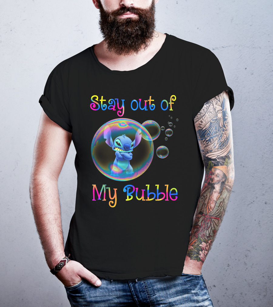 Stay Out Of My Bubble Stitch Rainbow Bubbles T-Shirt