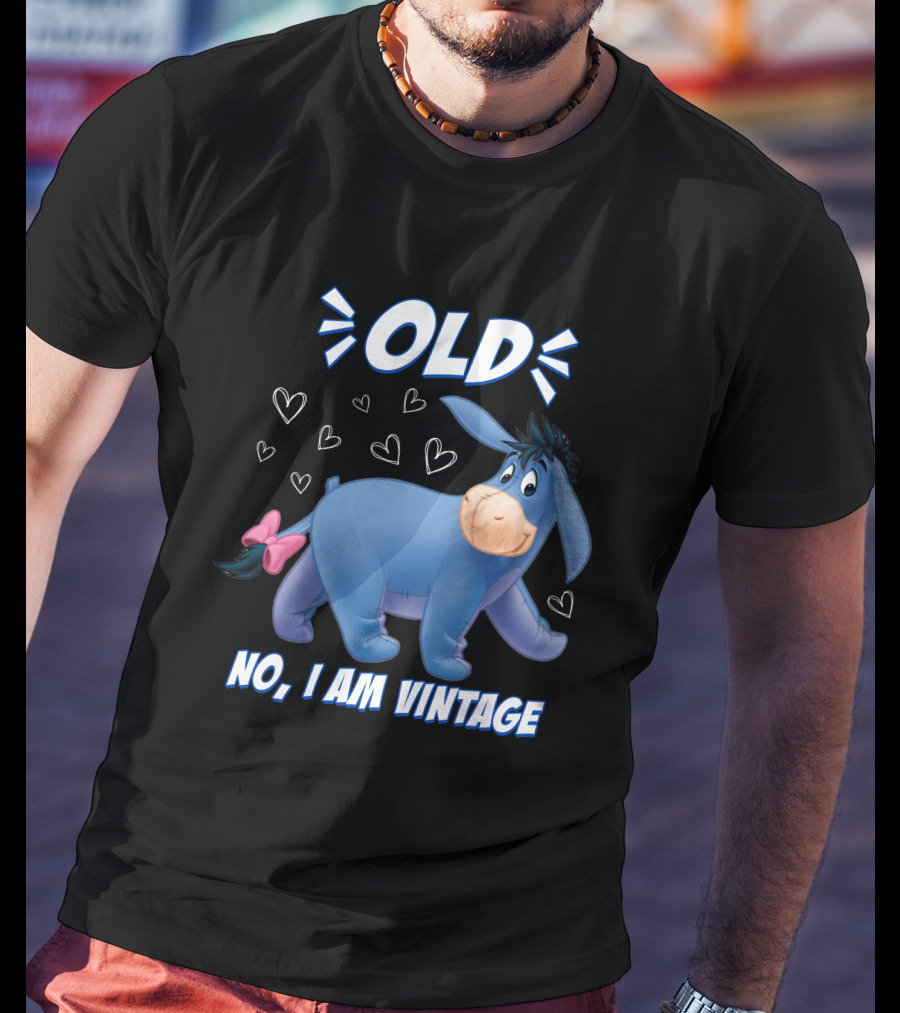 Eeyore Old No I Am Vintage Hearts T-Shirt