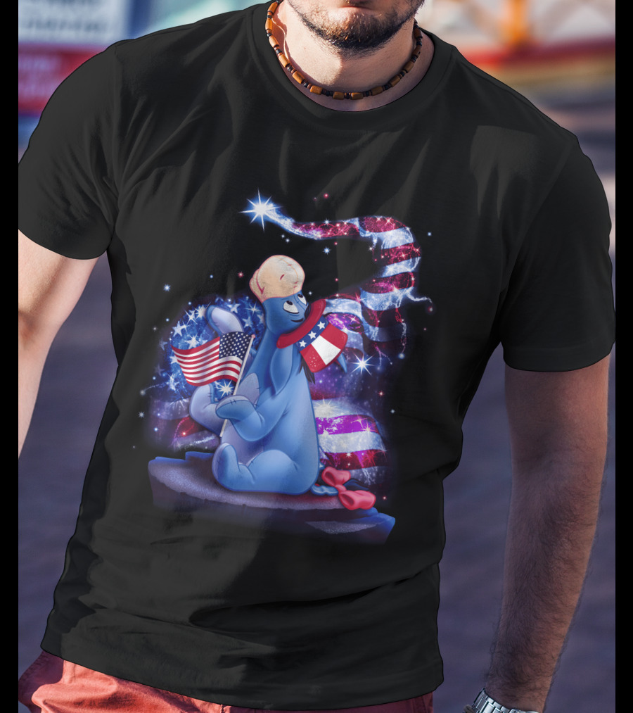 Eeyore Patriotic July Celebration With Stars And Stripes Elements T-Shirt