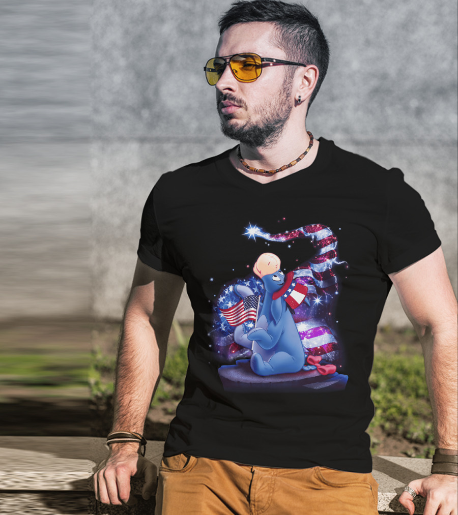 Eeyore Patriotic July Celebration With Stars And Stripes Elements T-Shirt