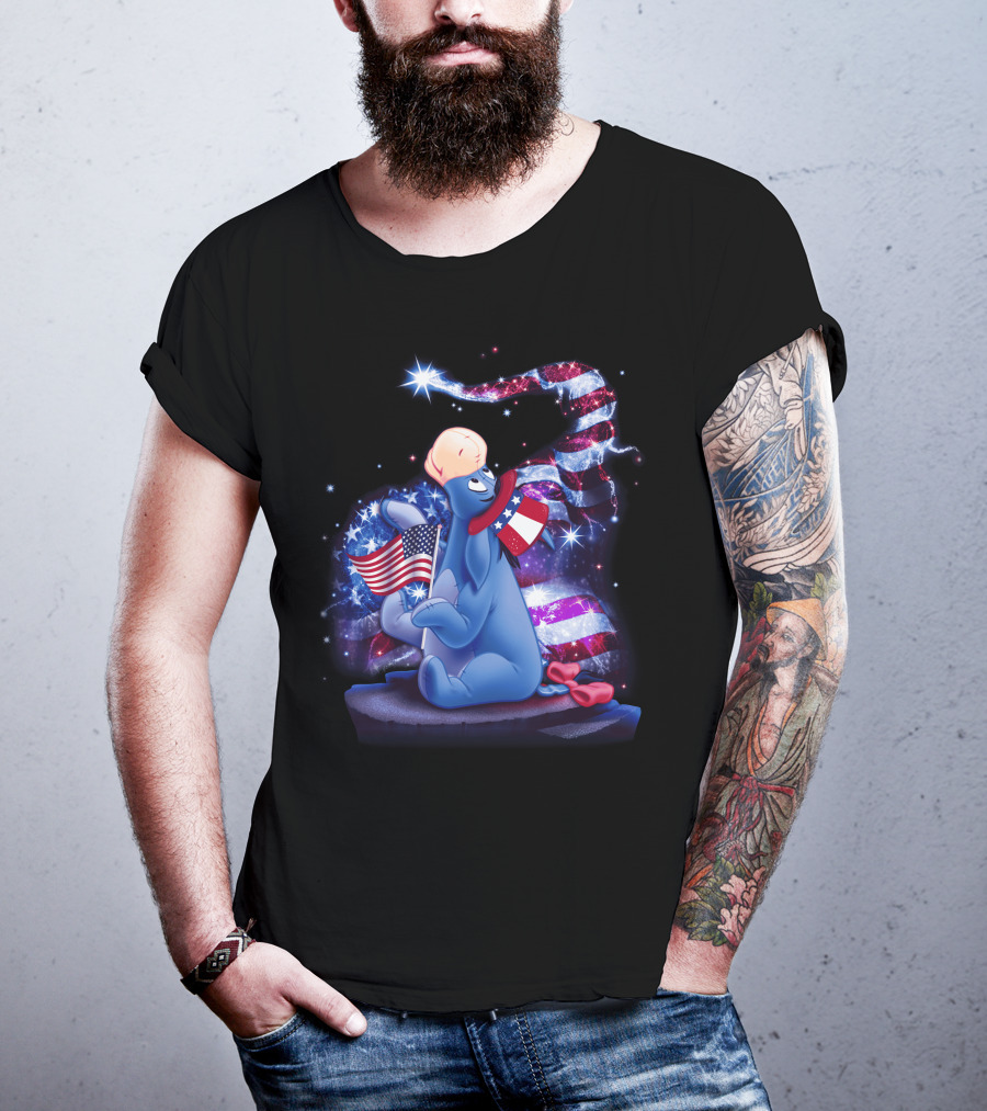 Eeyore Patriotic July Celebration With Stars And Stripes Elements T-Shirt