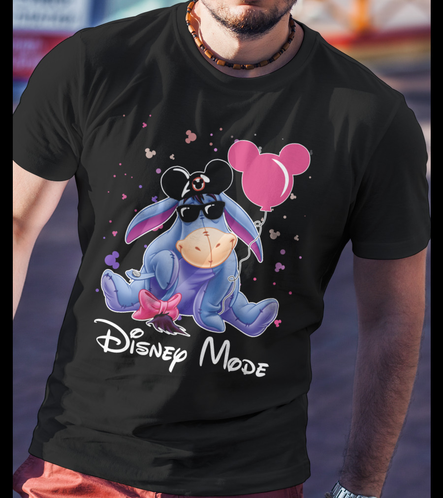 Disney Mode Eeyore With Mickey Balloon And Sunglasses T-Shirt