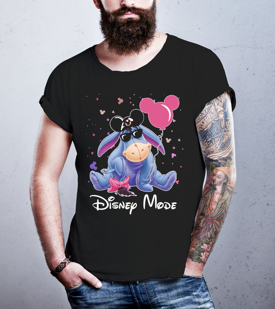 Disney Mode Eeyore With Mickey Balloon And Sunglasses T-Shirt