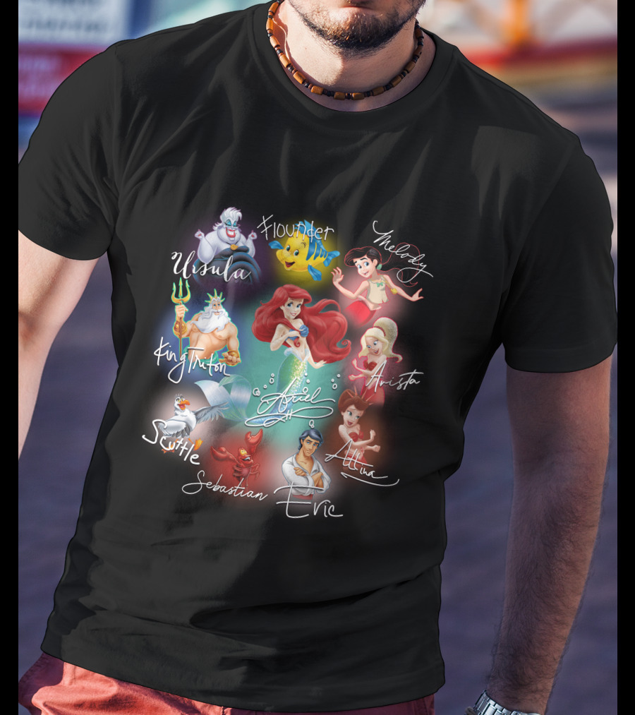 Ariel Signature Ursula Flounder Melody King Triton Sebastian Scuttle Eric Attina Arista T-Shirt