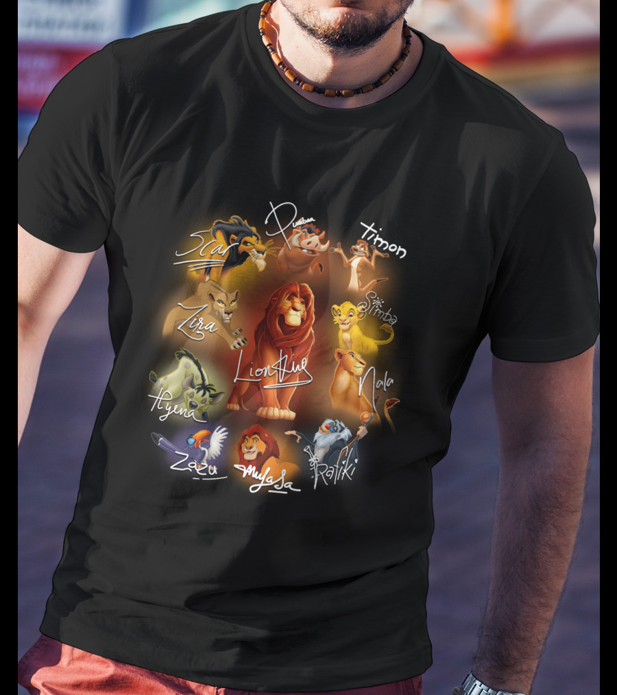 Scar Timon Simba Nala Rafiki Mufasa Zazu Hyena Zira Lion King Signature T-Shirt