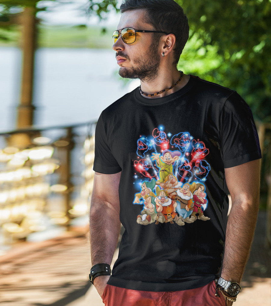 7 Dwarfs Firework Display With Dopey And Sparkling Night Sky T-Shirt