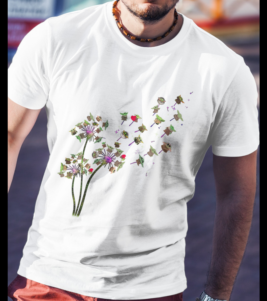 Baby Yoda Dandelion Grogu Star Wars Cute Whimsical Nature T-Shirt