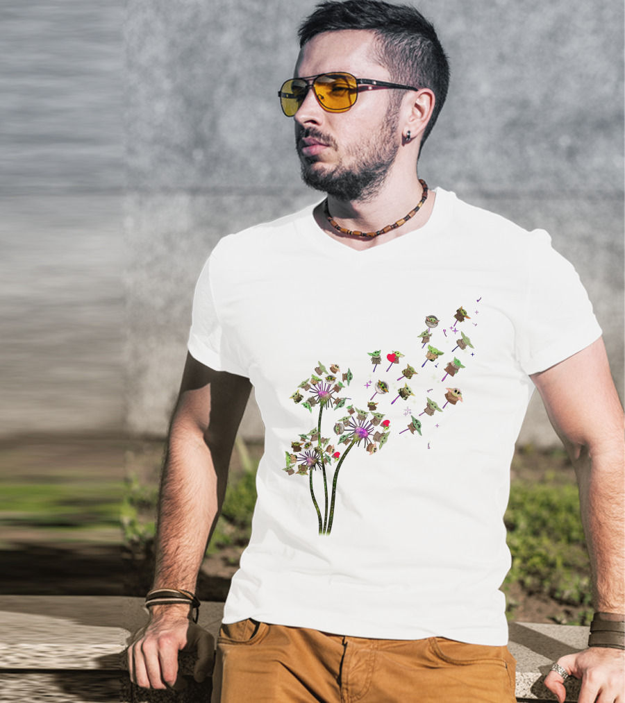 Baby Yoda Dandelion Grogu Star Wars Cute Whimsical Nature T-Shirt