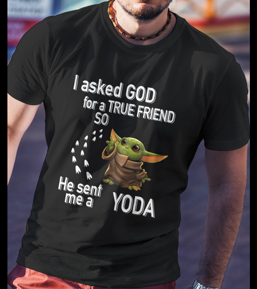 I Asked God For A True Friend So He Sent Me A Yoda With Baby Character T-Shirt