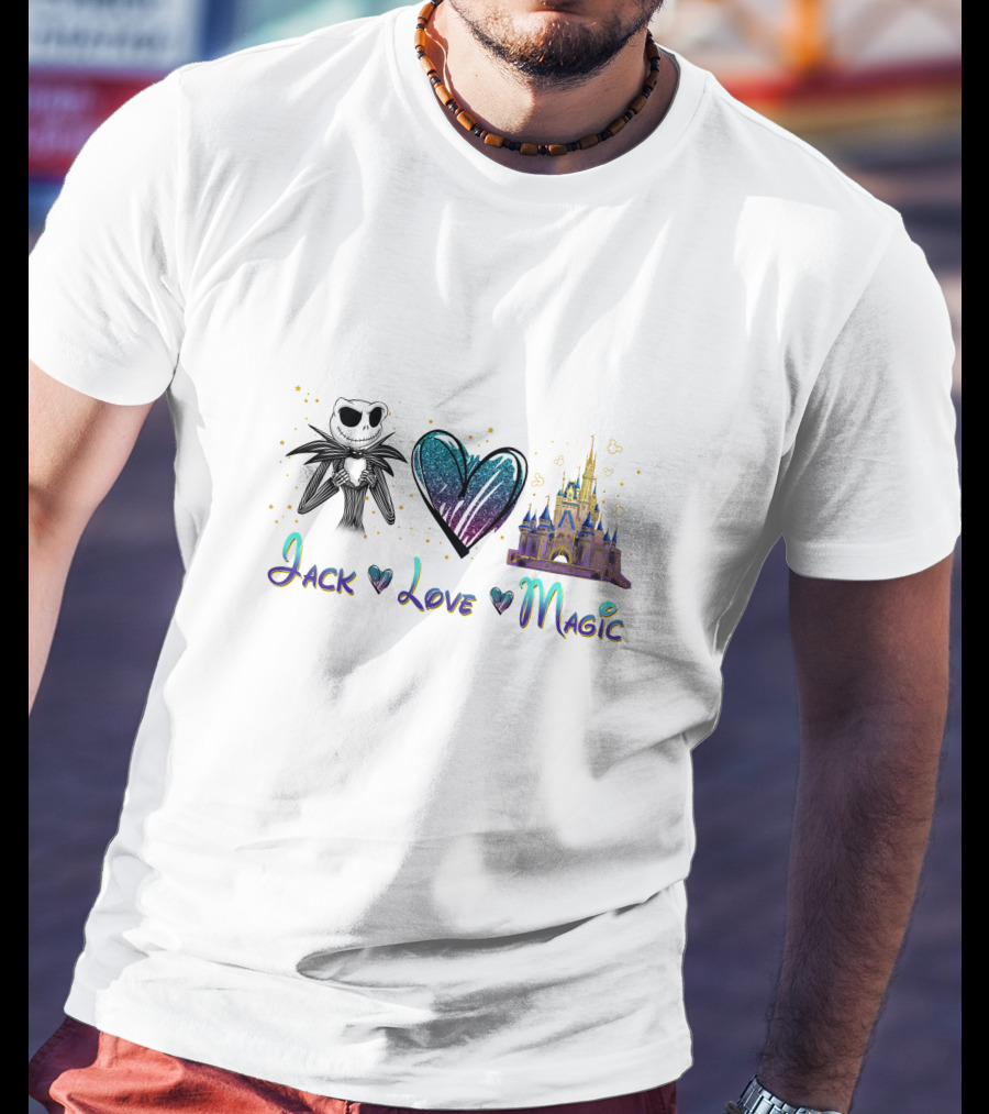 Jack Love Magic Castle And Skeleton Heart T-Shirt
