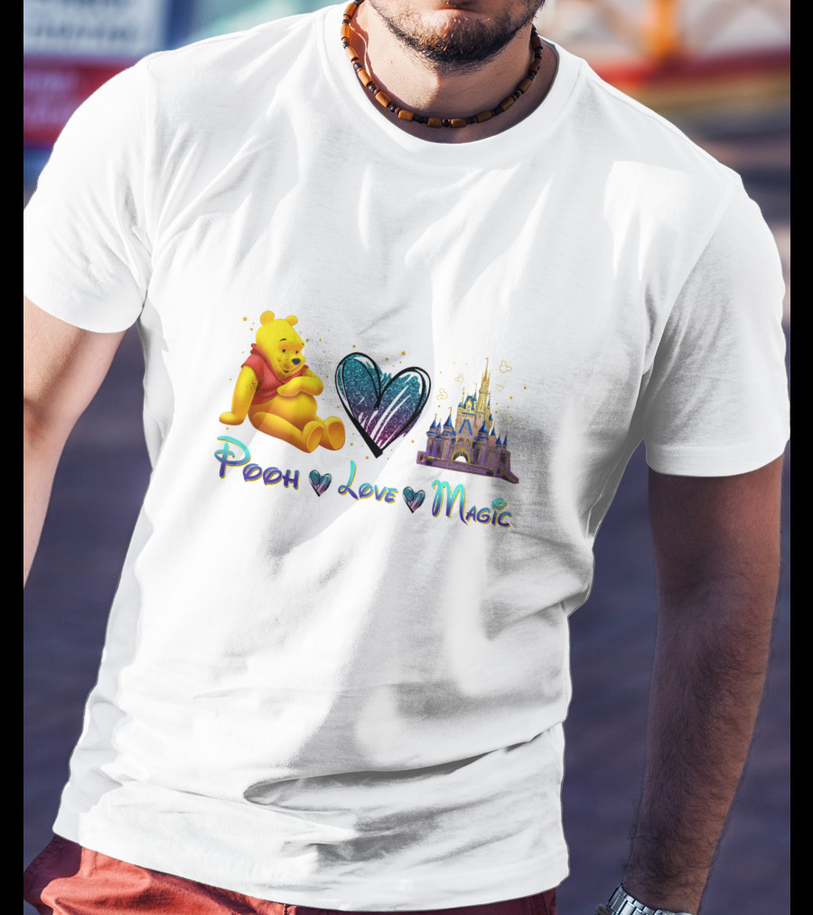 Pooh Love Magic Heart Castle Fantasy T-Shirt
