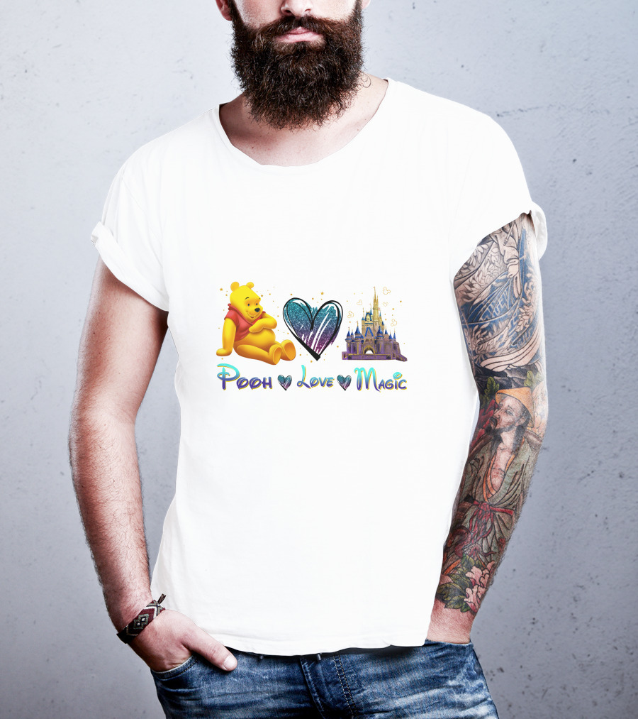 Pooh Love Magic Heart Castle Fantasy T-Shirt