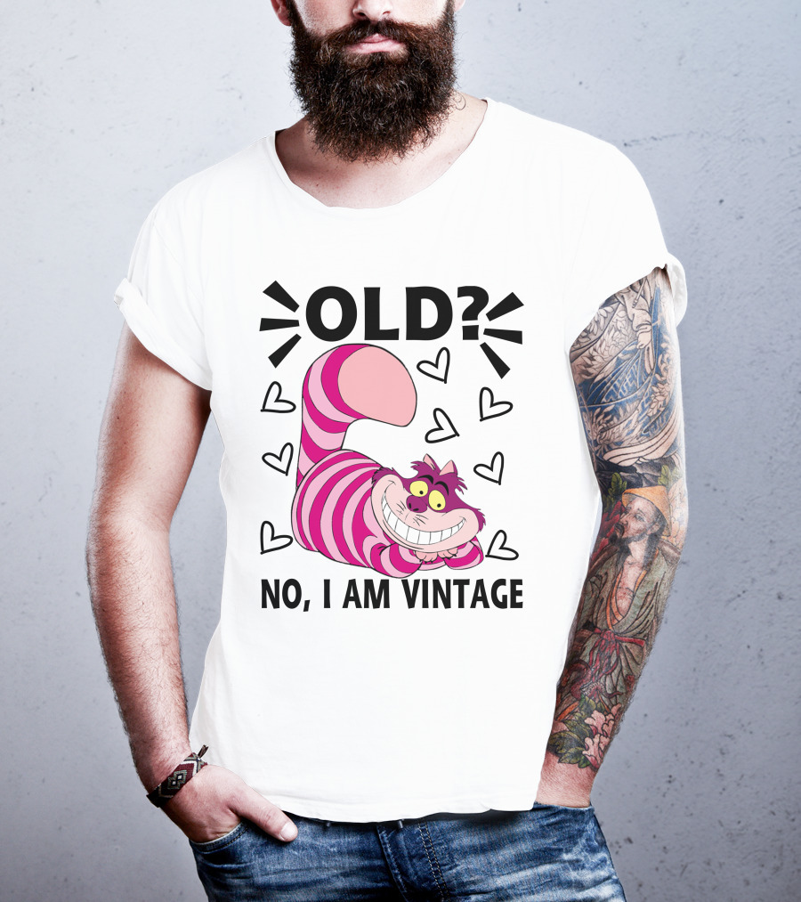 OLD NO I AM VINTAGE Cheshire Cat Hearts T-Shirt