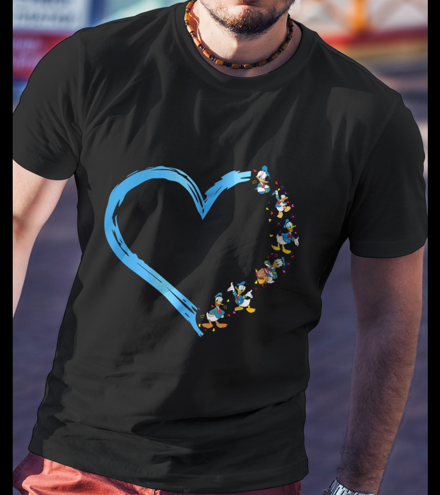 Donald Heart Blue Brushstroke Character Sequence T-Shirt