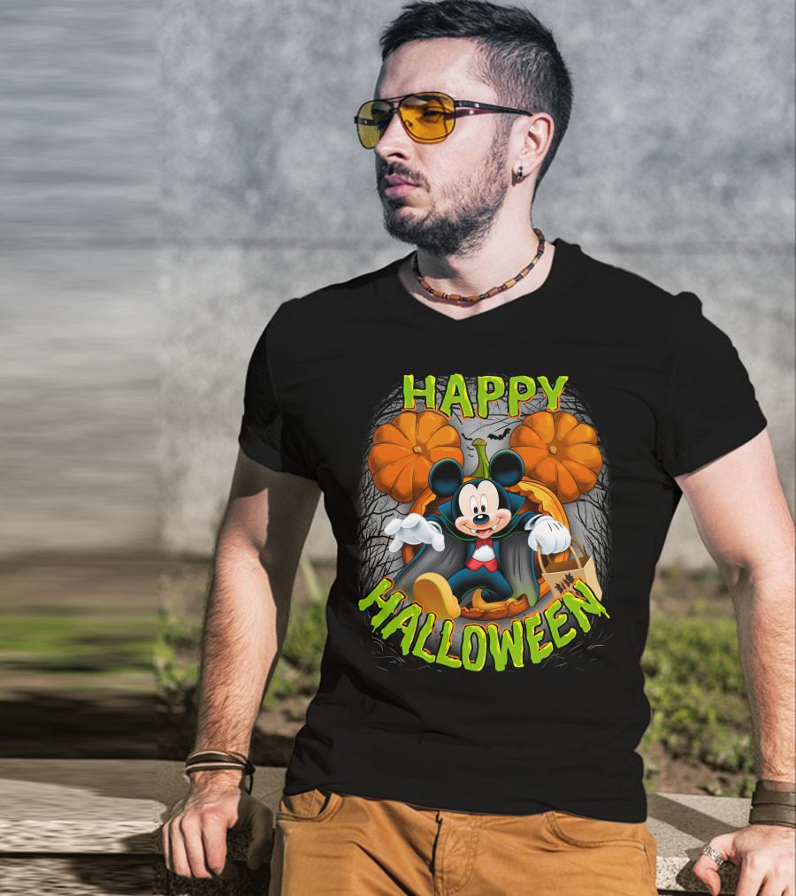 Happy Halloween Mickey Pumpkin Trick-or-Treating T-Shirt