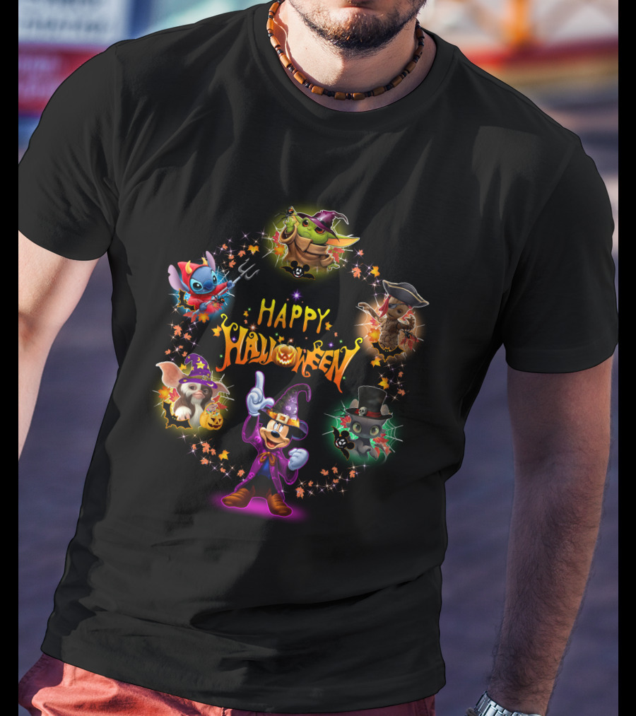Happy Halloween Baby Yoda Friends Disney Characters T-Shirt
