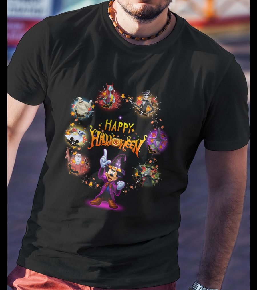 Happy Halloween Jack Skellington Mickey Mouse Witch Costume T-Shirt
