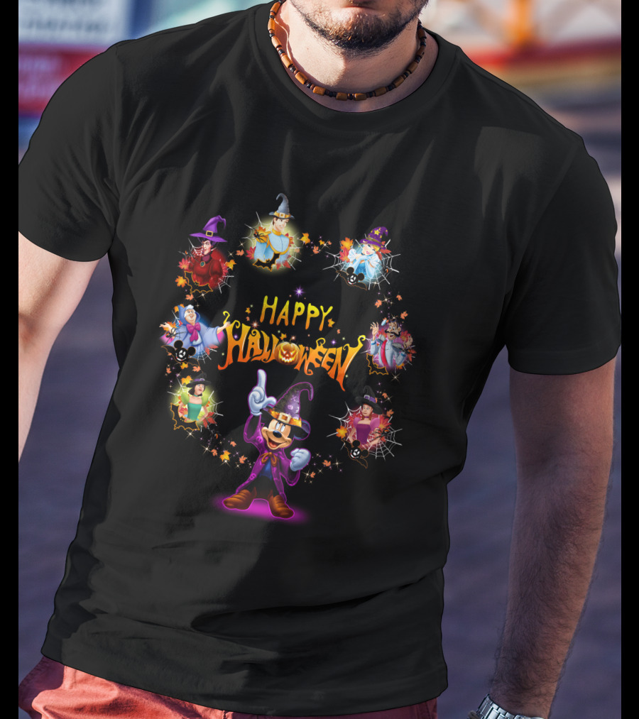 Happy Halloween Disney Mickey Mouse Cinderella Witch Costumes T-Shirt