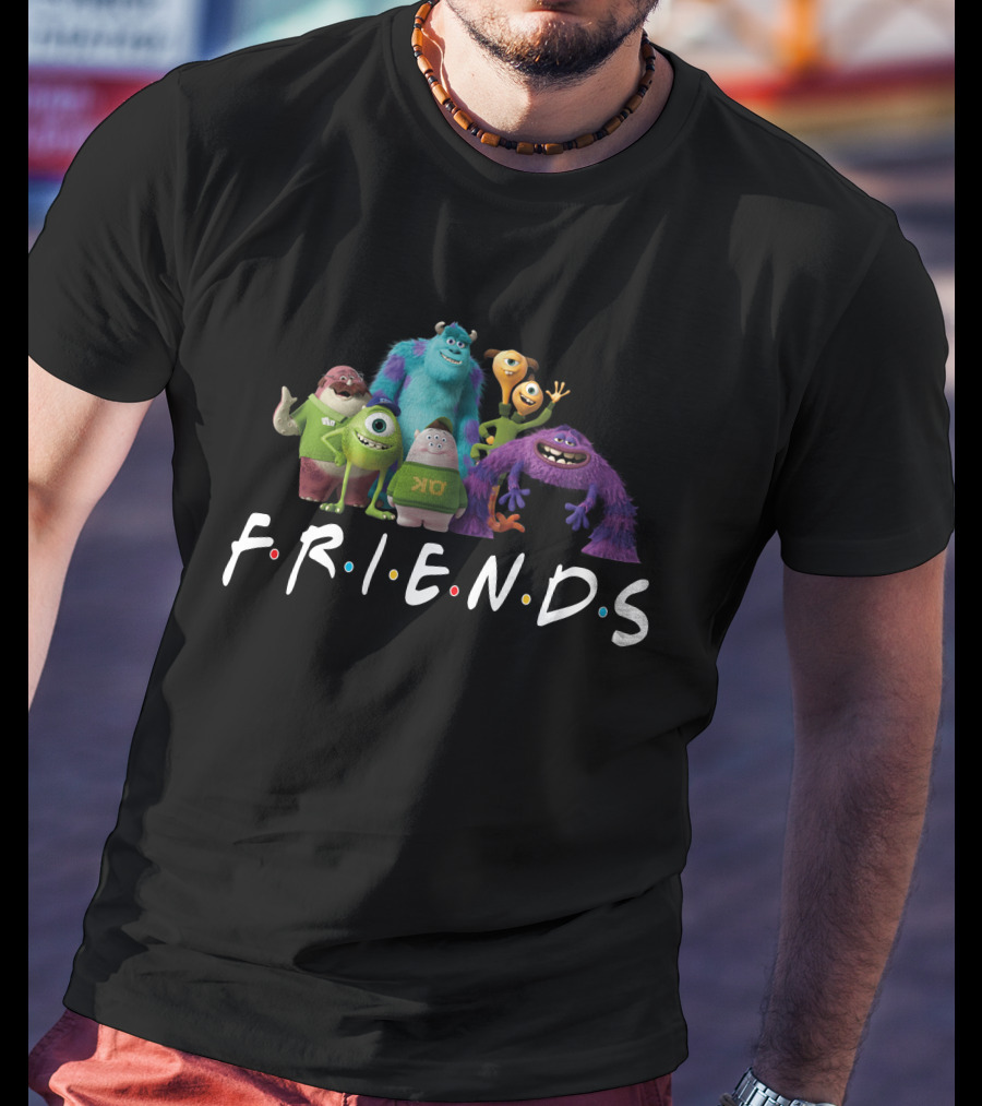 Monsters University Characters With Friends Television Show Style Letters T-Shirt
