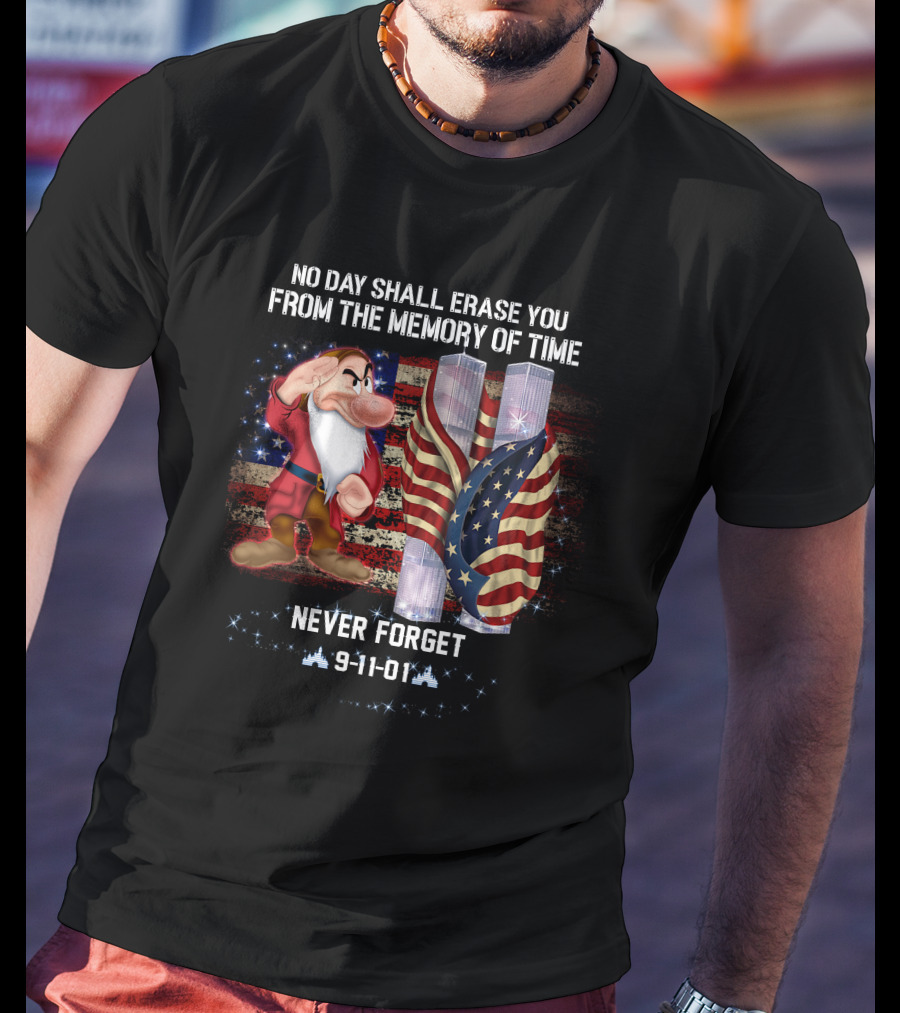 Grumpy Patriot Day Never Forget 9-11-01 Twin Towers American Flag T-Shirt