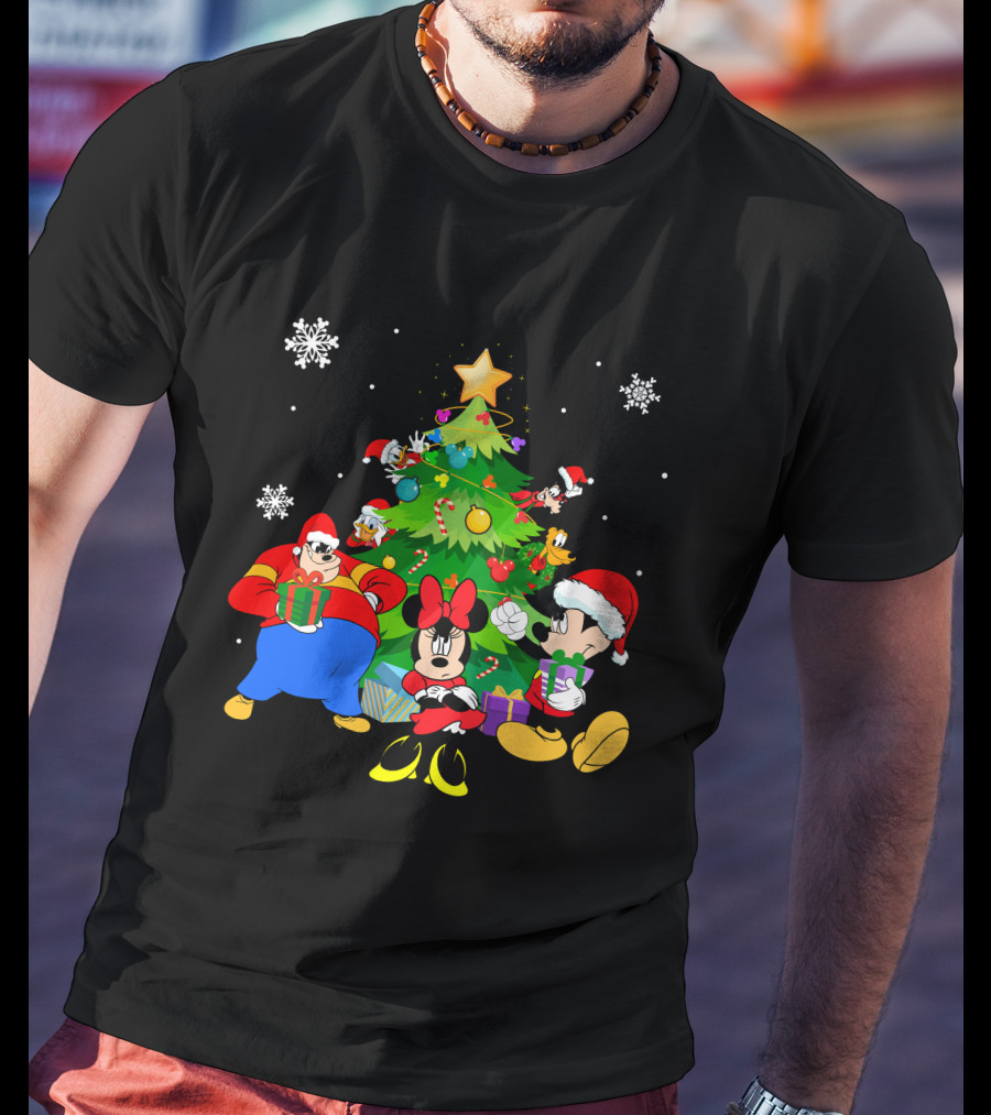 MK And Friends Christmas Tree Holiday Celebration With Gifts And Snowflakes T-Shirt