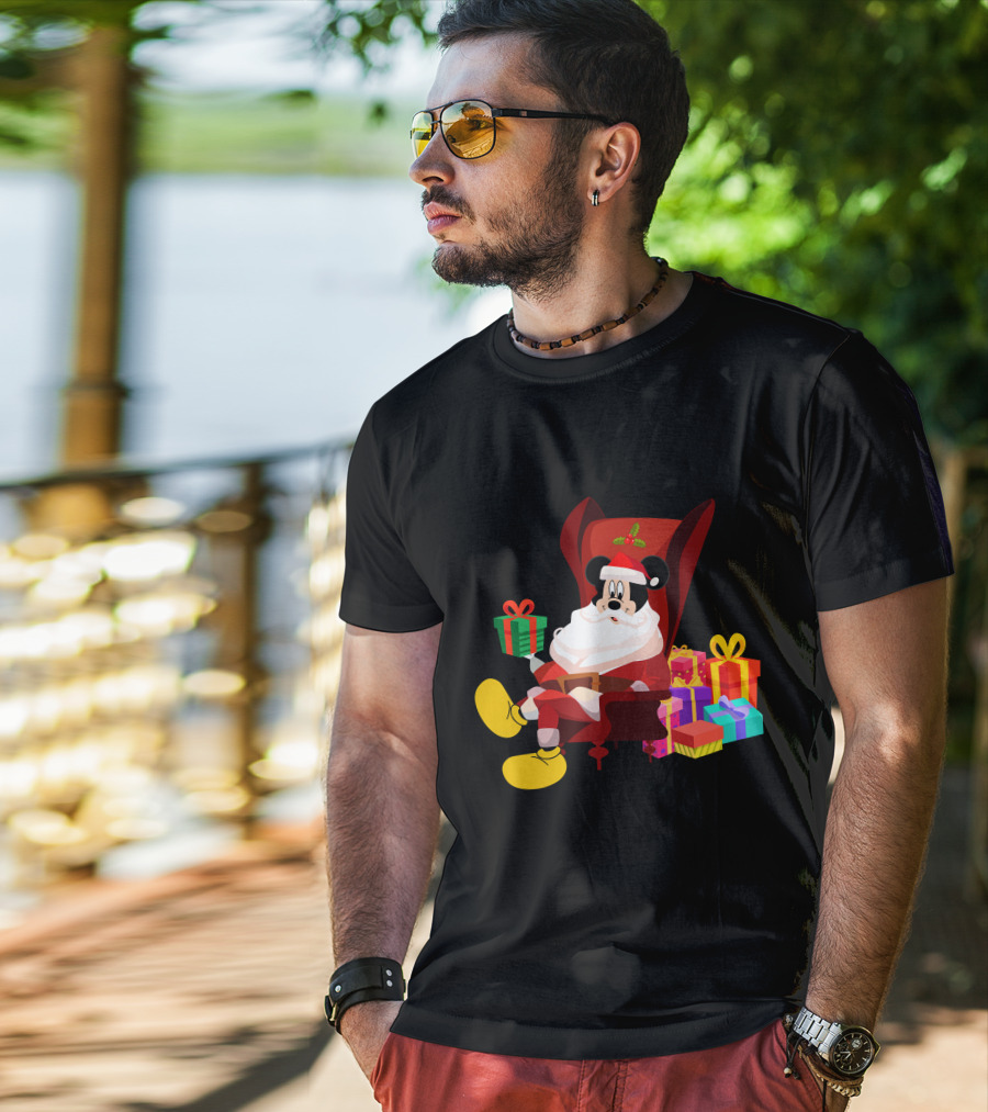 MK Santa Christmas Mickey Mouse With Gifts Iconic Disney Holiday T-Shirt