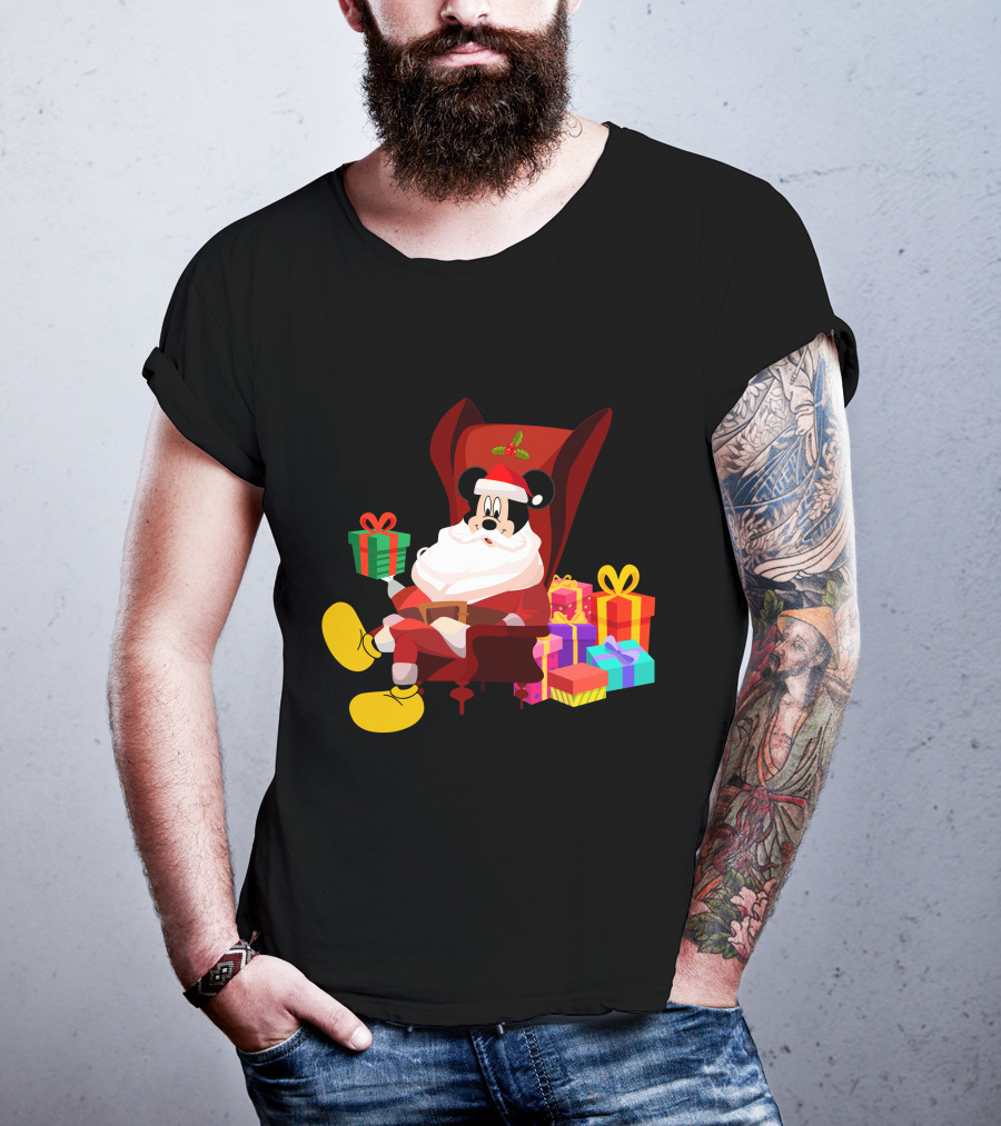MK Santa Christmas Mickey Mouse With Gifts Iconic Disney Holiday T-Shirt