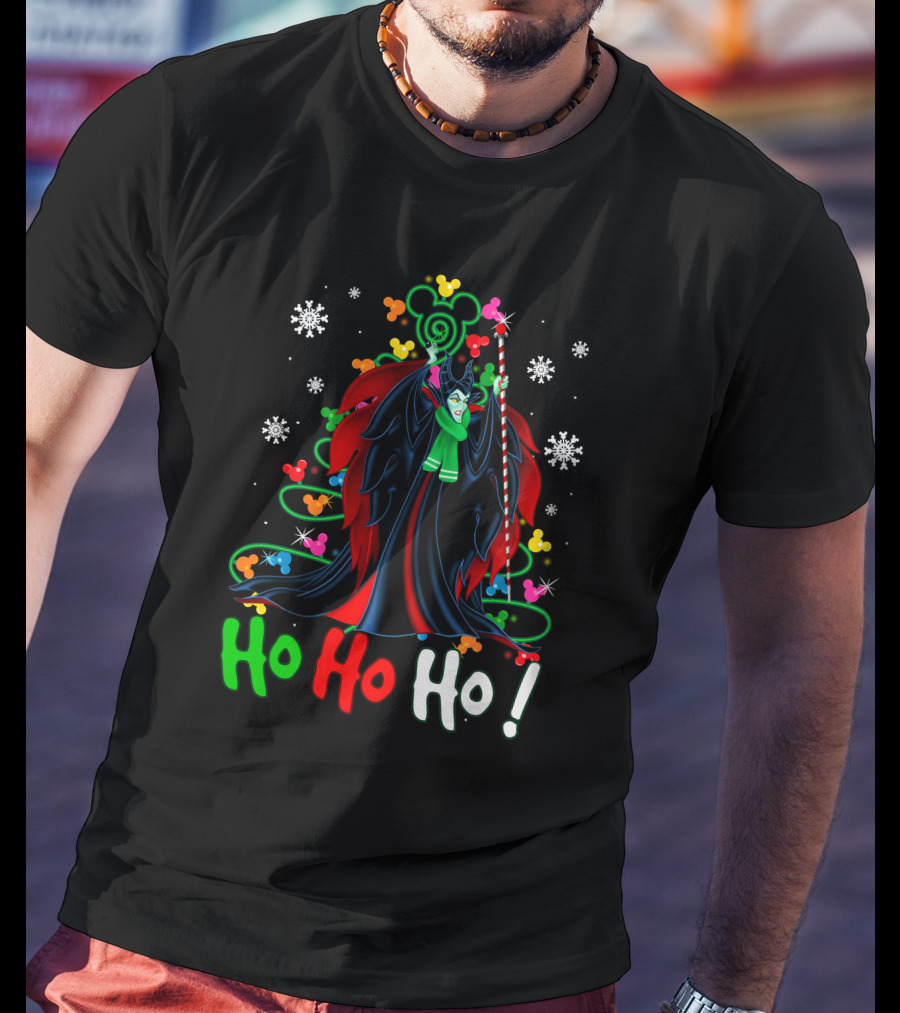 Maleficent Disney Mickey Christmas Ho Ho Ho Snowflakes Festival T-Shirt