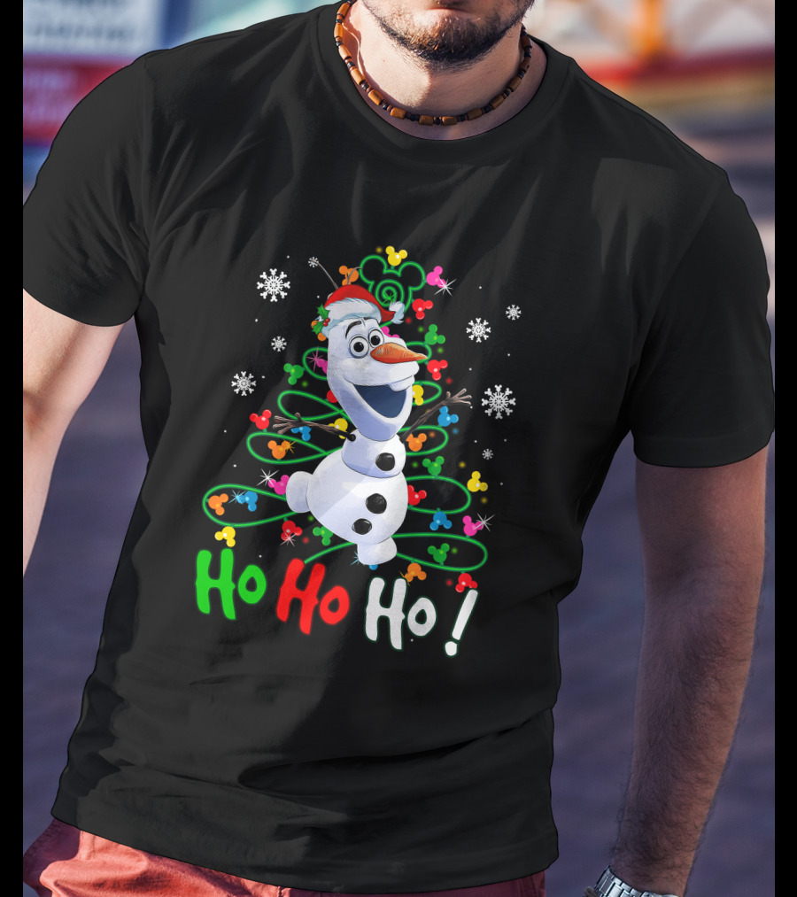 OL HHH Christmas Ho Ho Ho Olaf Disney Frozen Holiday Mickey Mouse Snowflakes T-Shirt