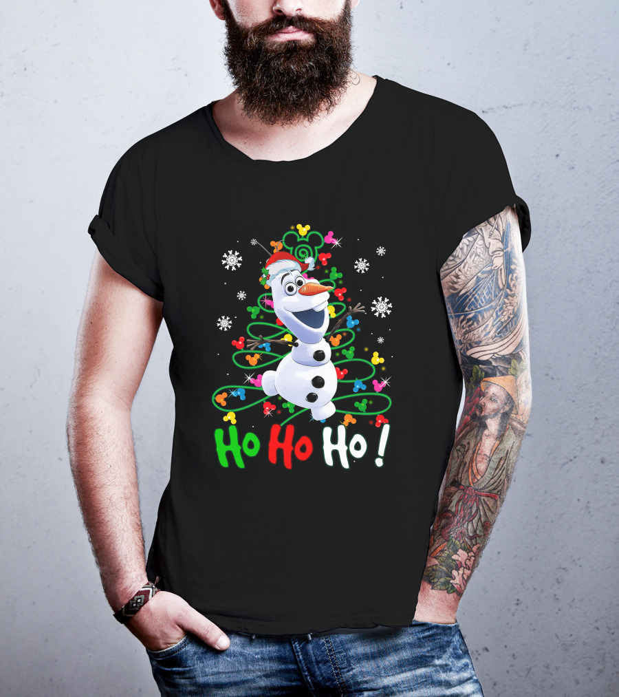 OL HHH Christmas Ho Ho Ho Olaf Disney Frozen Holiday Mickey Mouse Snowflakes T-Shirt