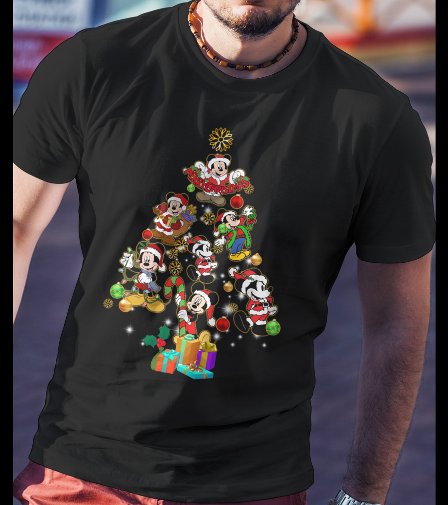 MK Christmas Tree Mickey Characters Holiday T-Shirt