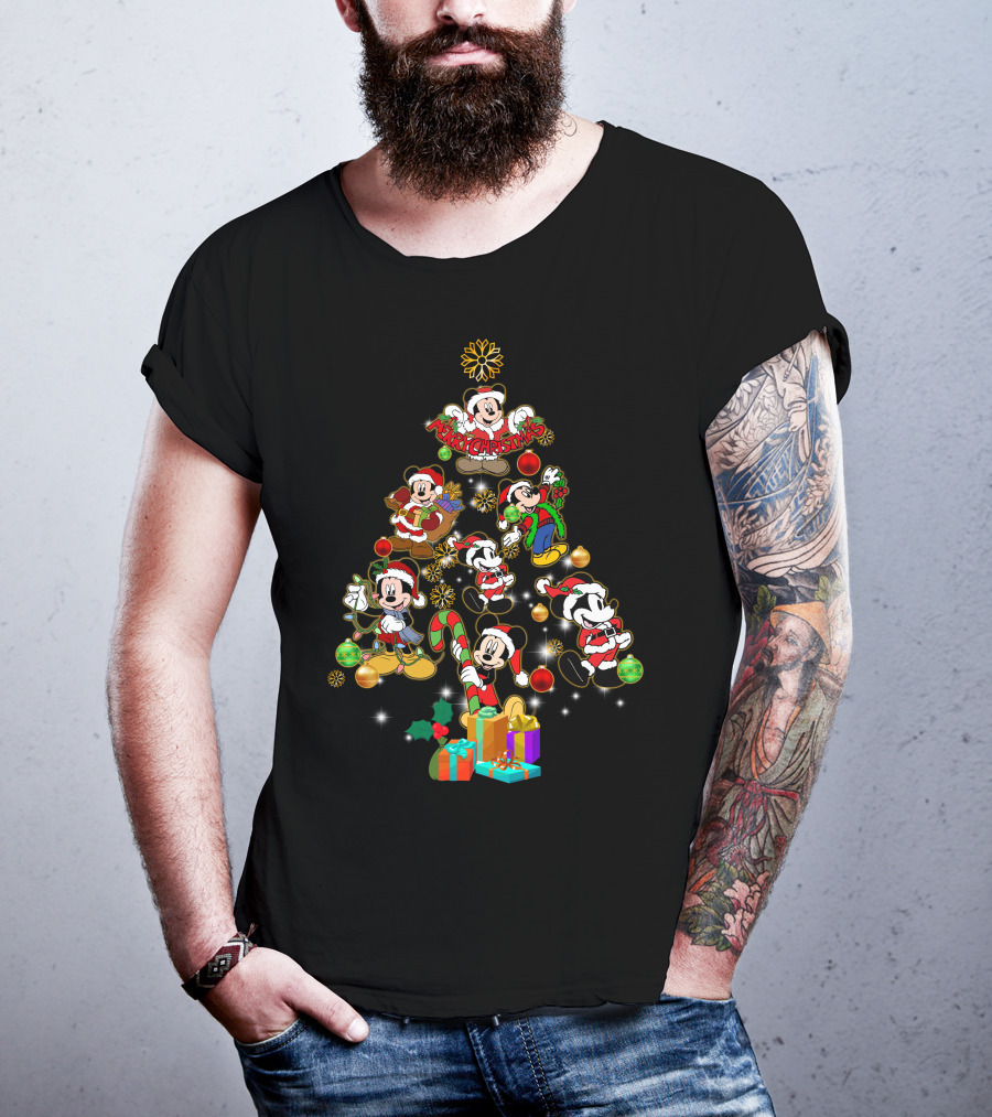 MK Christmas Tree Mickey Characters Holiday T-Shirt