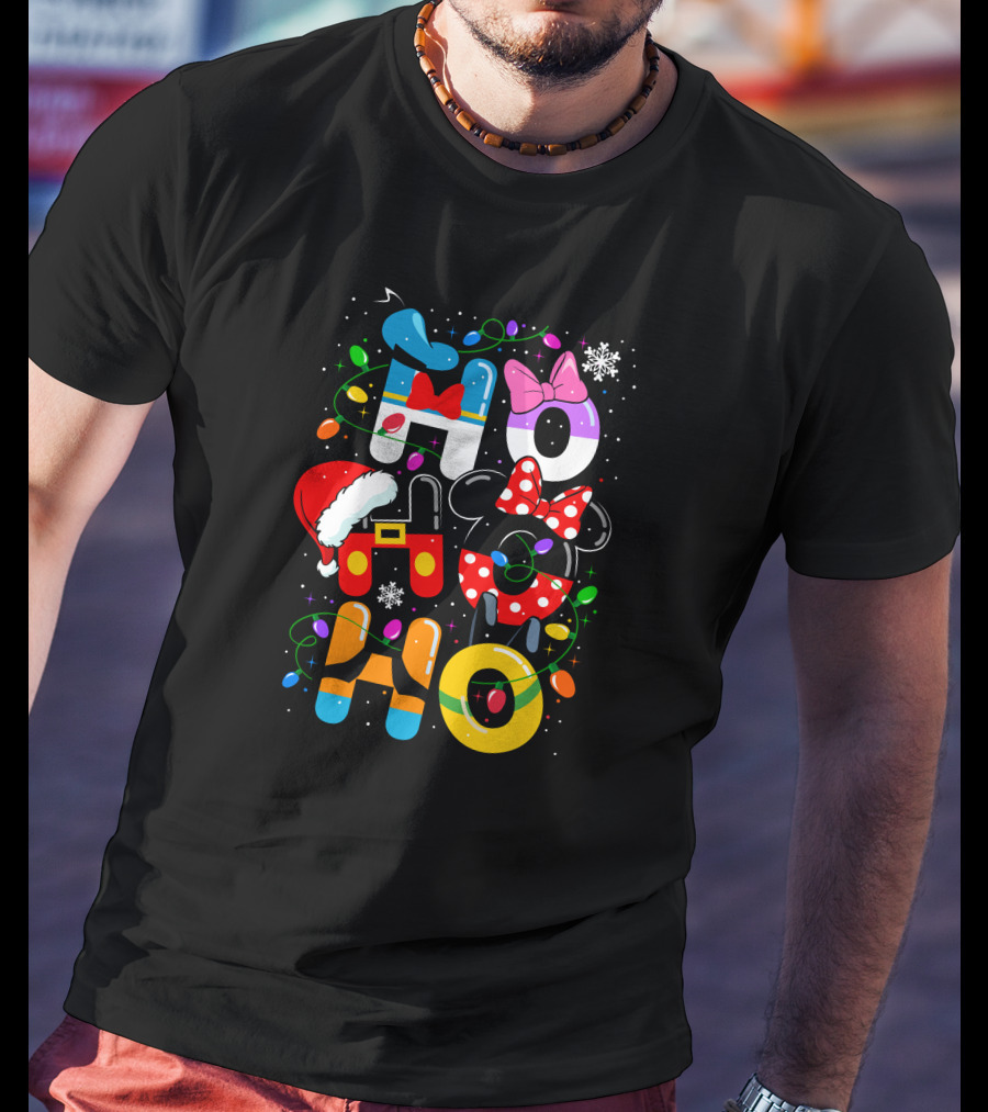 MK HHH Christmas Disney Characters Holiday Ho Ho Ho T-Shirt