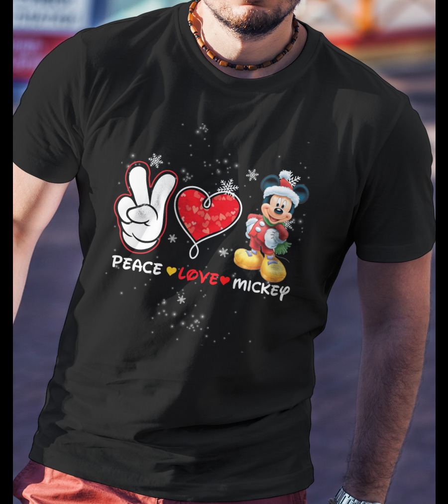 Peace Love Mickey Christmas T-Shirt