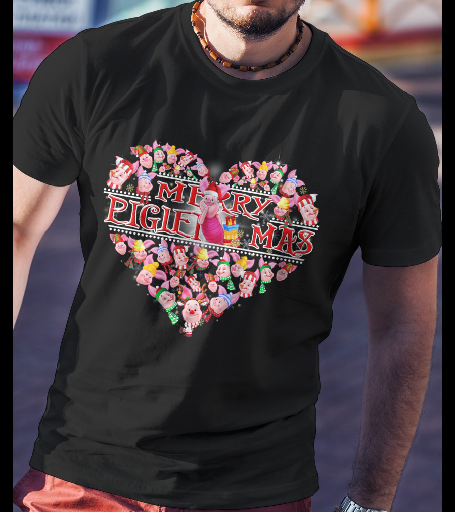 Merry Pigletmas Heart Christmas T-Shirt