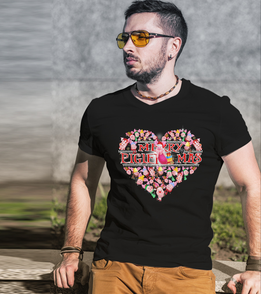 Merry Pigletmas Heart Christmas T-Shirt