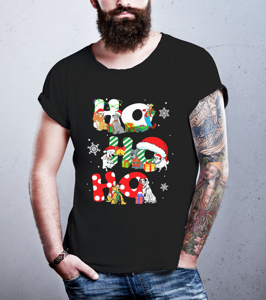 Disney Dog Christmas Ho Ho Ho Characters Holiday Cheer T-Shirt