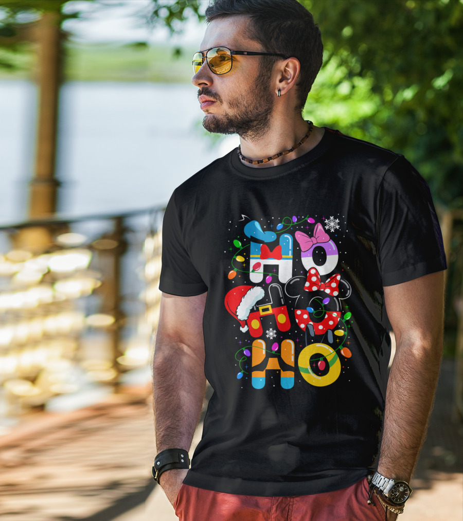 Disney Hohoho Christmas Lights Mickey Minnie Decorations T-Shirt