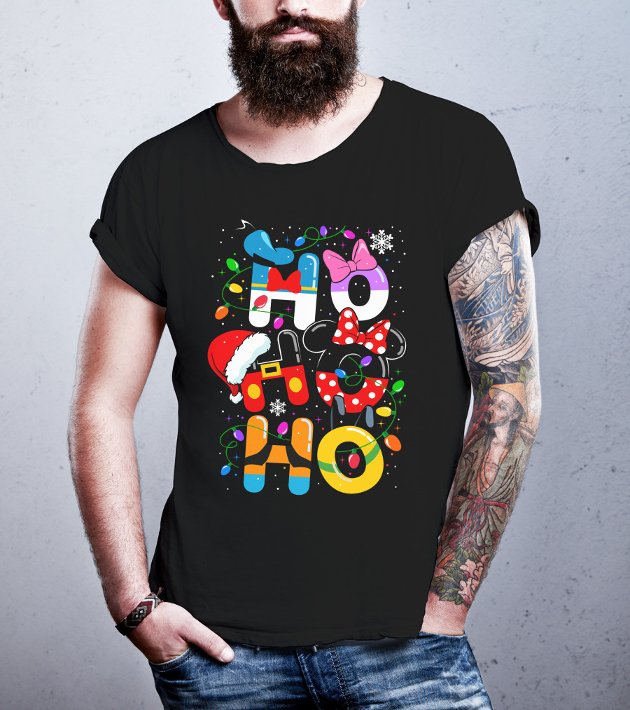 Disney Hohoho Christmas Lights Mickey Minnie Decorations T-Shirt
